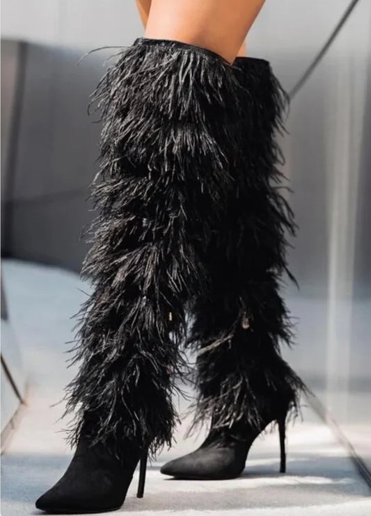 Custom Ostrich Fur Boots